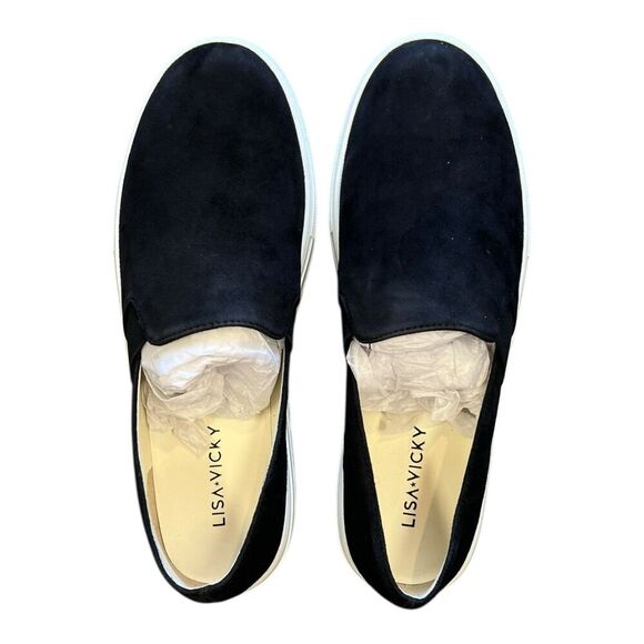 Lisa Vicky Black Suede Gift Platform Slip On Sneakers 9 - Picture 2 of 4